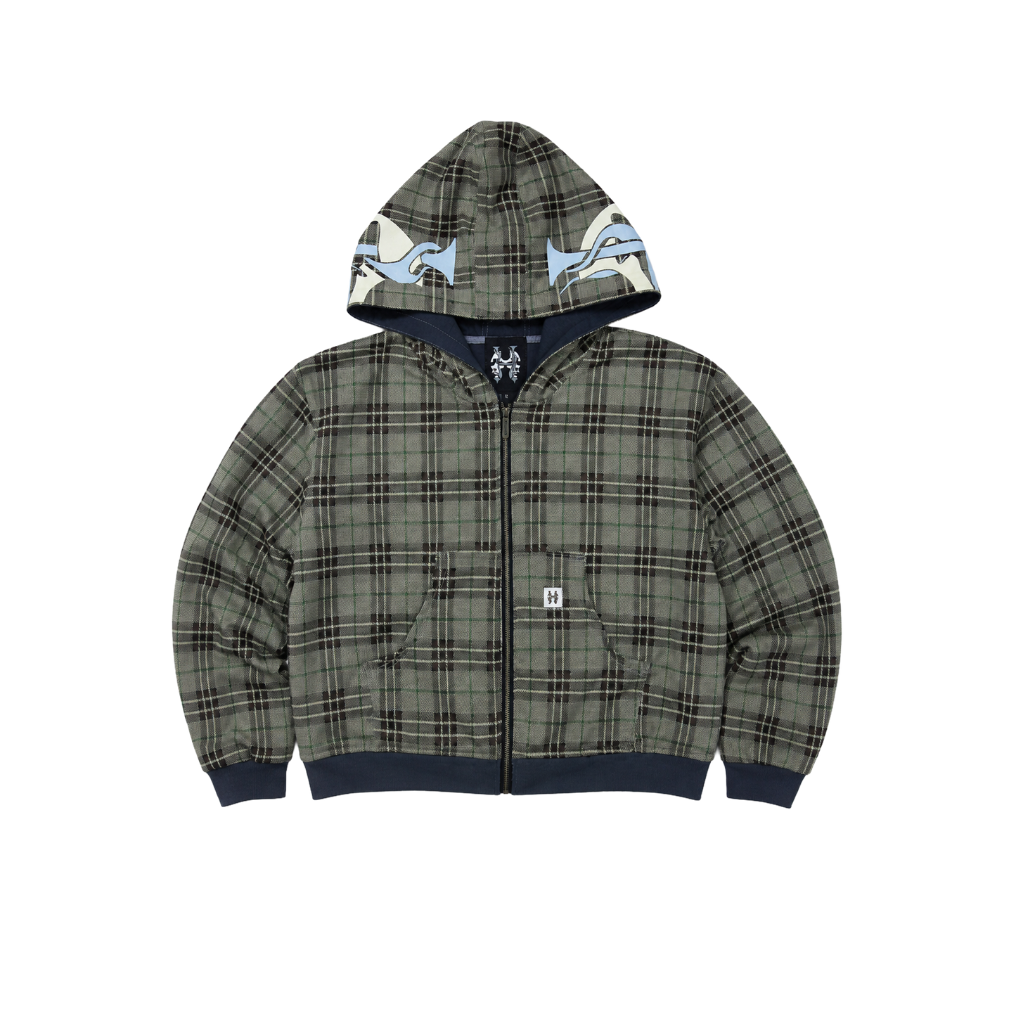 Dos Mil Reversible Green Plaid Hoodie